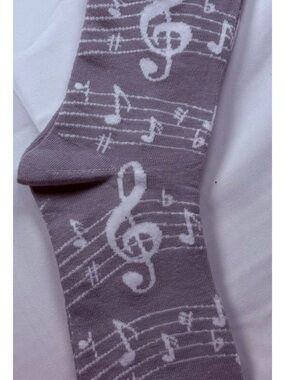 Gray  Music Note Crew Socks - Unbranded